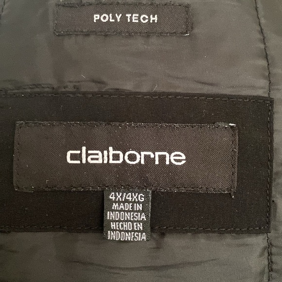 Claiborne Womens 4X Black Coat Midweight Softshell Poly Tech Jacket Zip Up - Picture 6 of 8